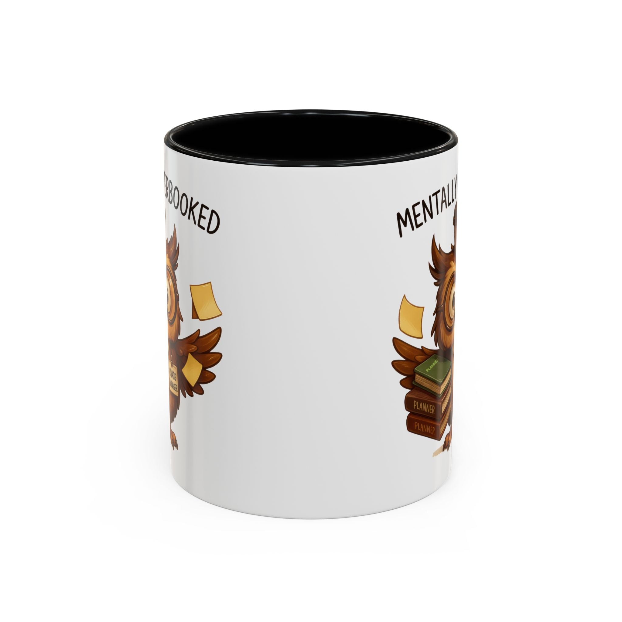 Cute Owl Coffee Mug | Mentally Overbooked Mug | Gifts for Book Lovers, Teacher Gifts, Office Decor, Funny Coffee Cup