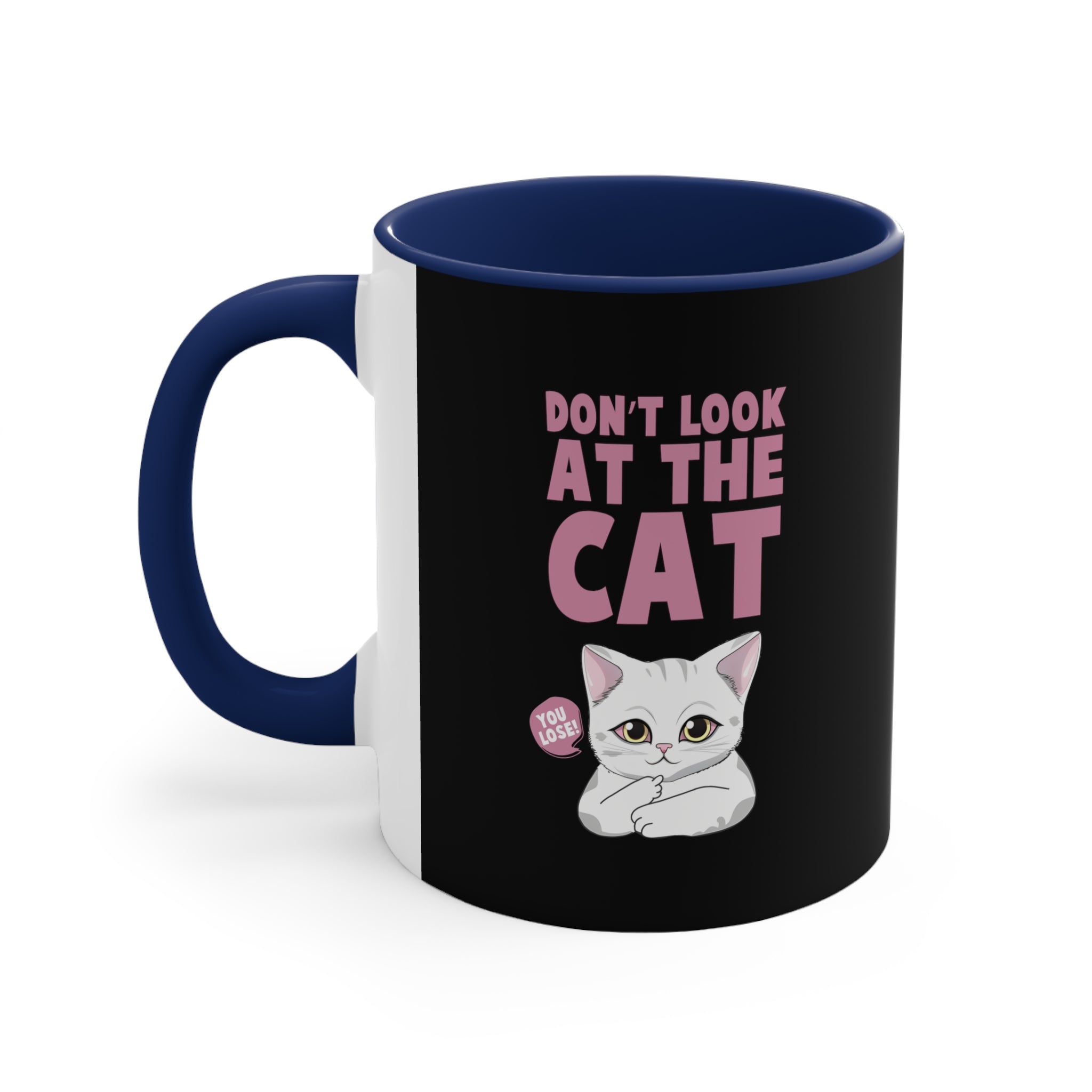 funny don't look at the cat Accent Coffee Mug, 11oz animal lovers gift