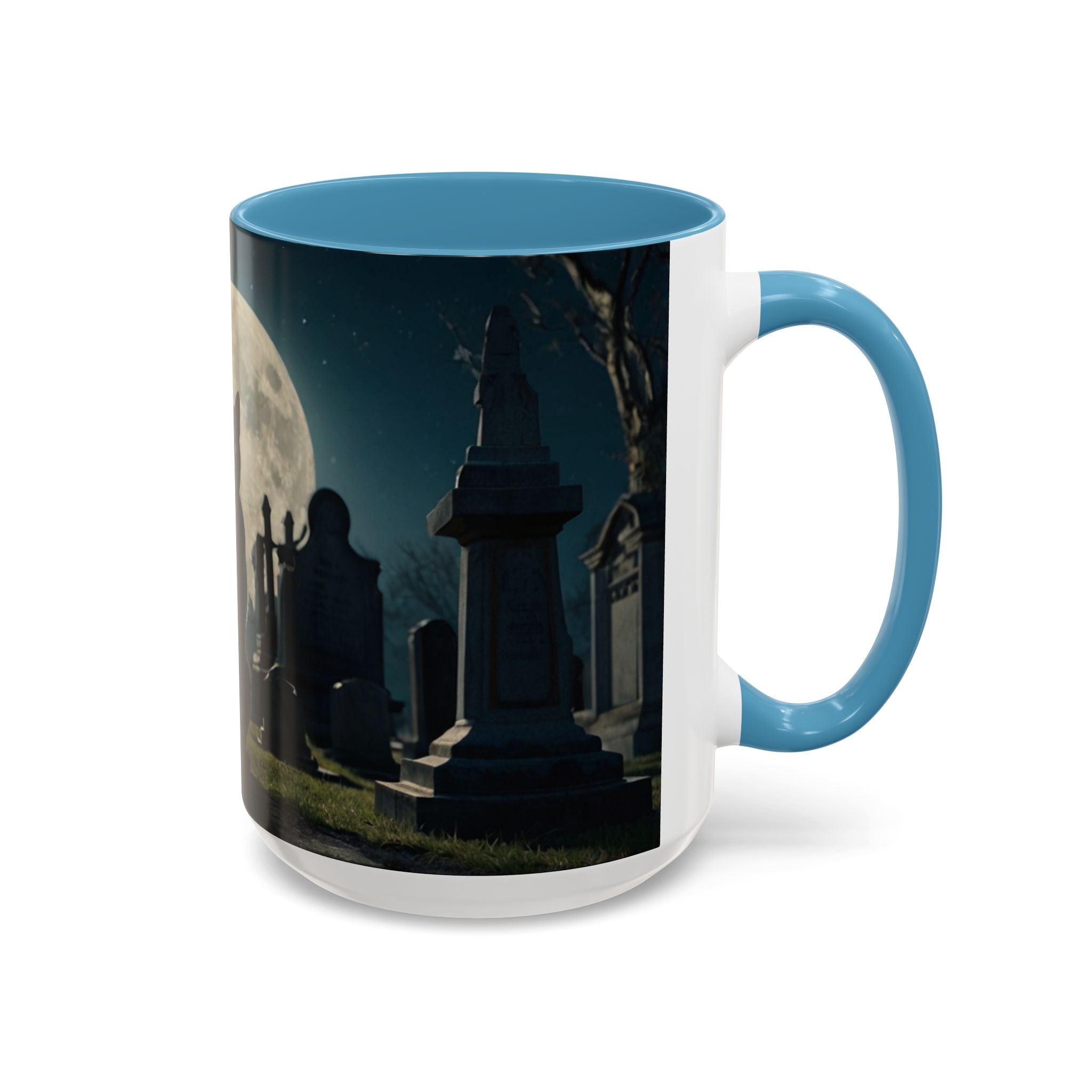 Mystical Black Cat Coffee Mug - 11oz & 15oz halloween graveyard full moon