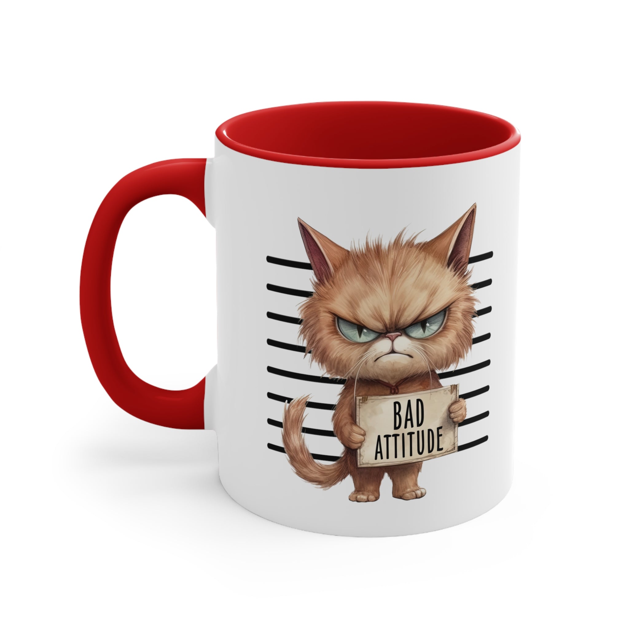 Funny cat bad attitude Accent Coffee Mug, 11oz animal lover gift
