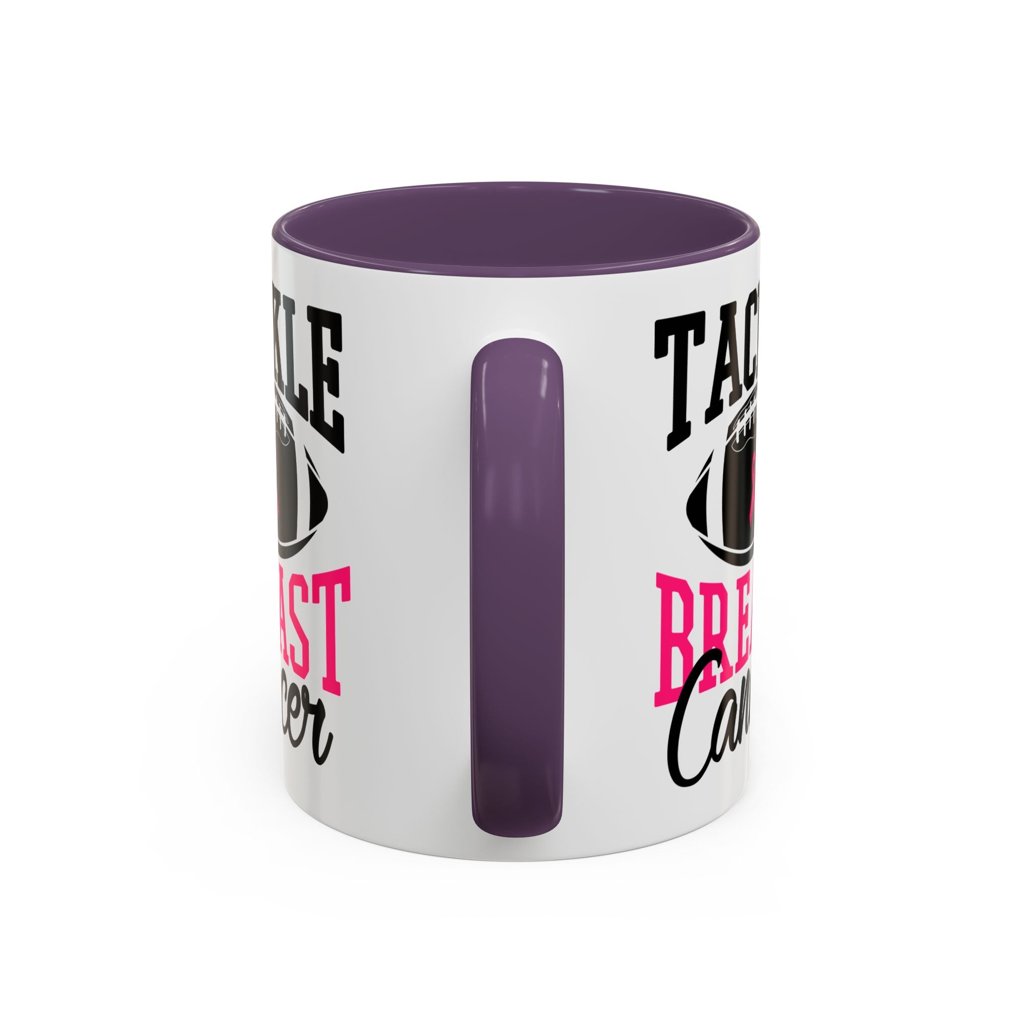 Tackle Breast Cancer Coffee Mug, Supportive Gift for Football Fans, Awareness Mug, Cheer Team Spirit, Fundraiser Drinkware
