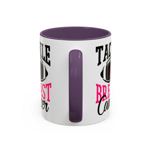 Tackle Breast Cancer Coffee Mug, Supportive Gift for Football Fans, Awareness Mug, Cheer Team Spirit, Fundraiser Drinkware