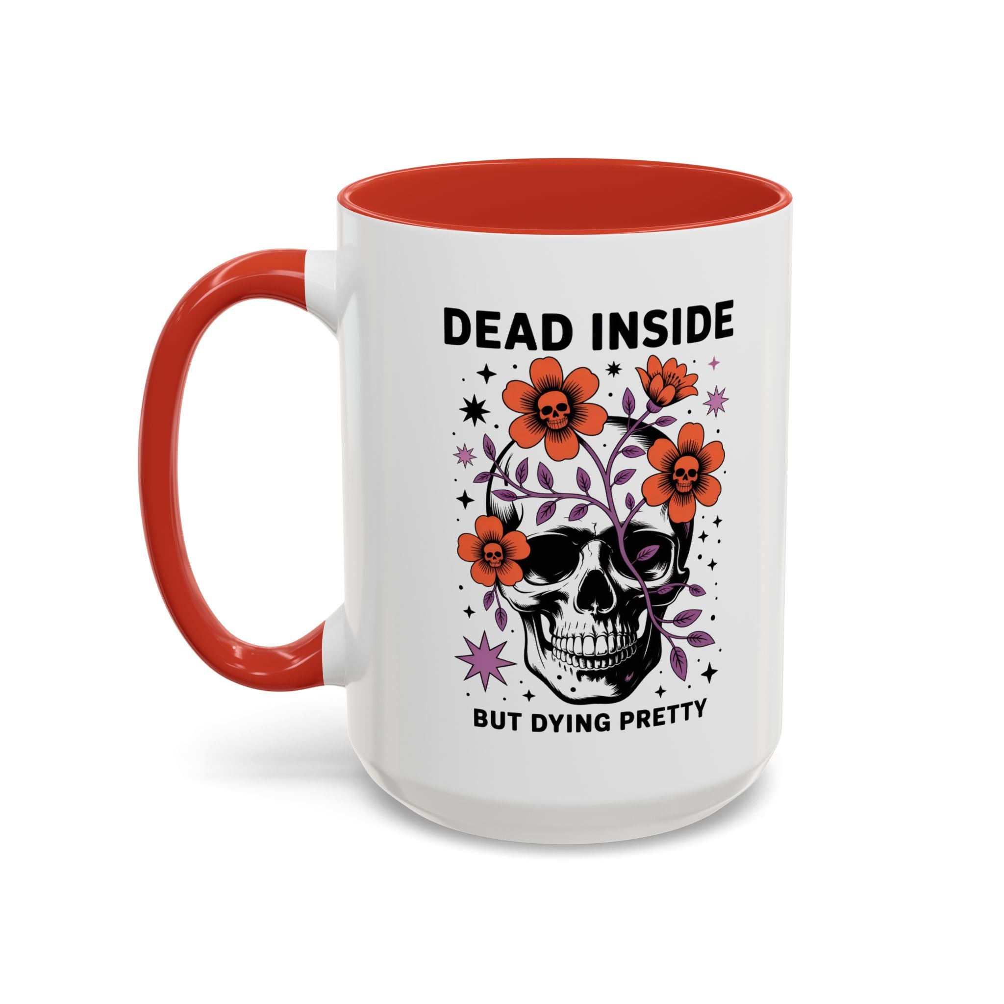 Dead Inside But Dying Pretty Accent Coffee Mug — Floral Skull 11/15oz