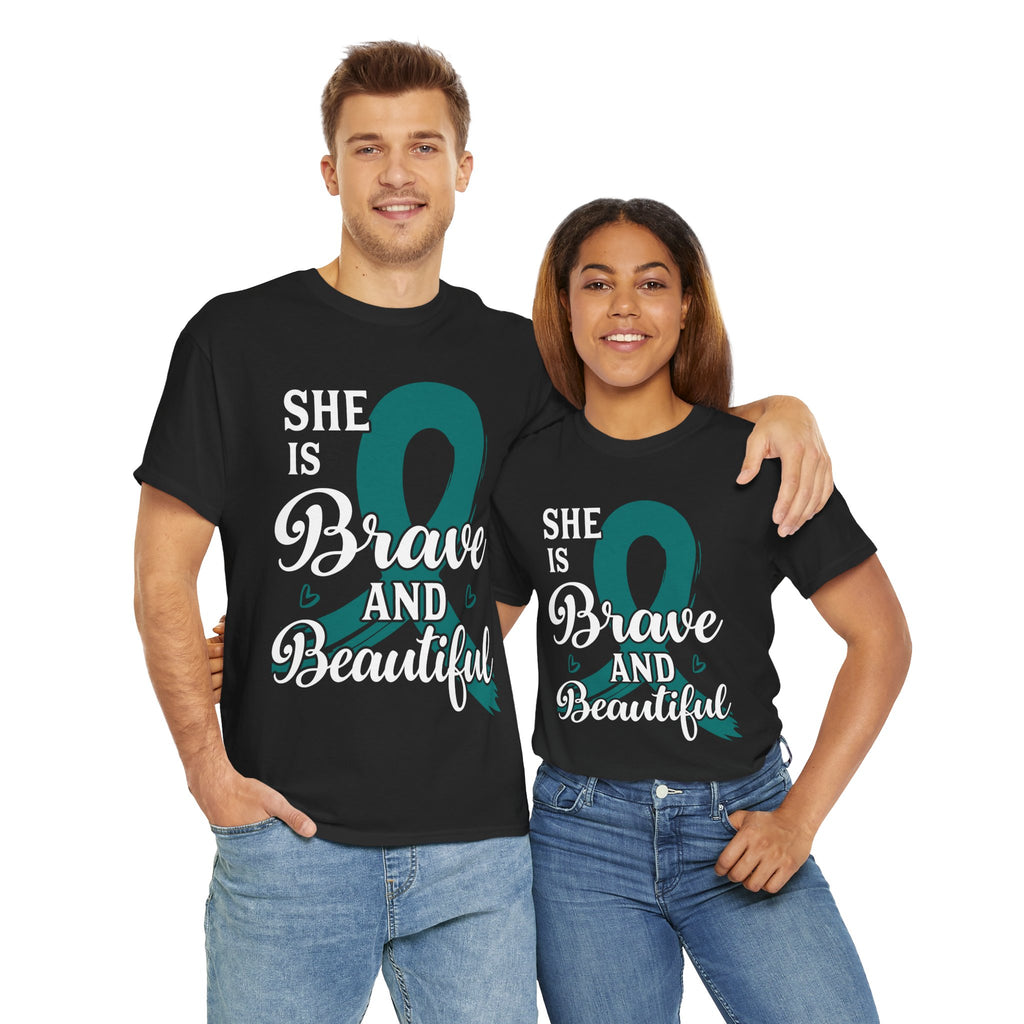 Empowering Brave & Beautiful Tee, Inspirational T-Shirt, Unisex Awareness Shirt, Gift for Support, Cancer Awareness Tee, Confidence T-Shirt