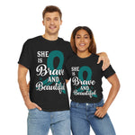 Empowering Brave & Beautiful Tee, Inspirational T-Shirt, Unisex Awareness Shirt, Gift for Support, Cancer Awareness Tee, Confidence T-Shirt