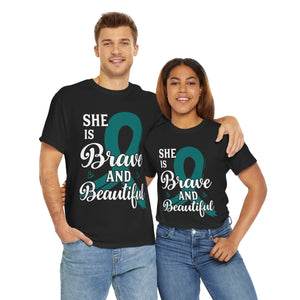 Empowering Brave & Beautiful Tee, Inspirational T-Shirt, Unisex Awareness Shirt, Gift for Support, Cancer Awareness Tee, Confidence T-Shirt