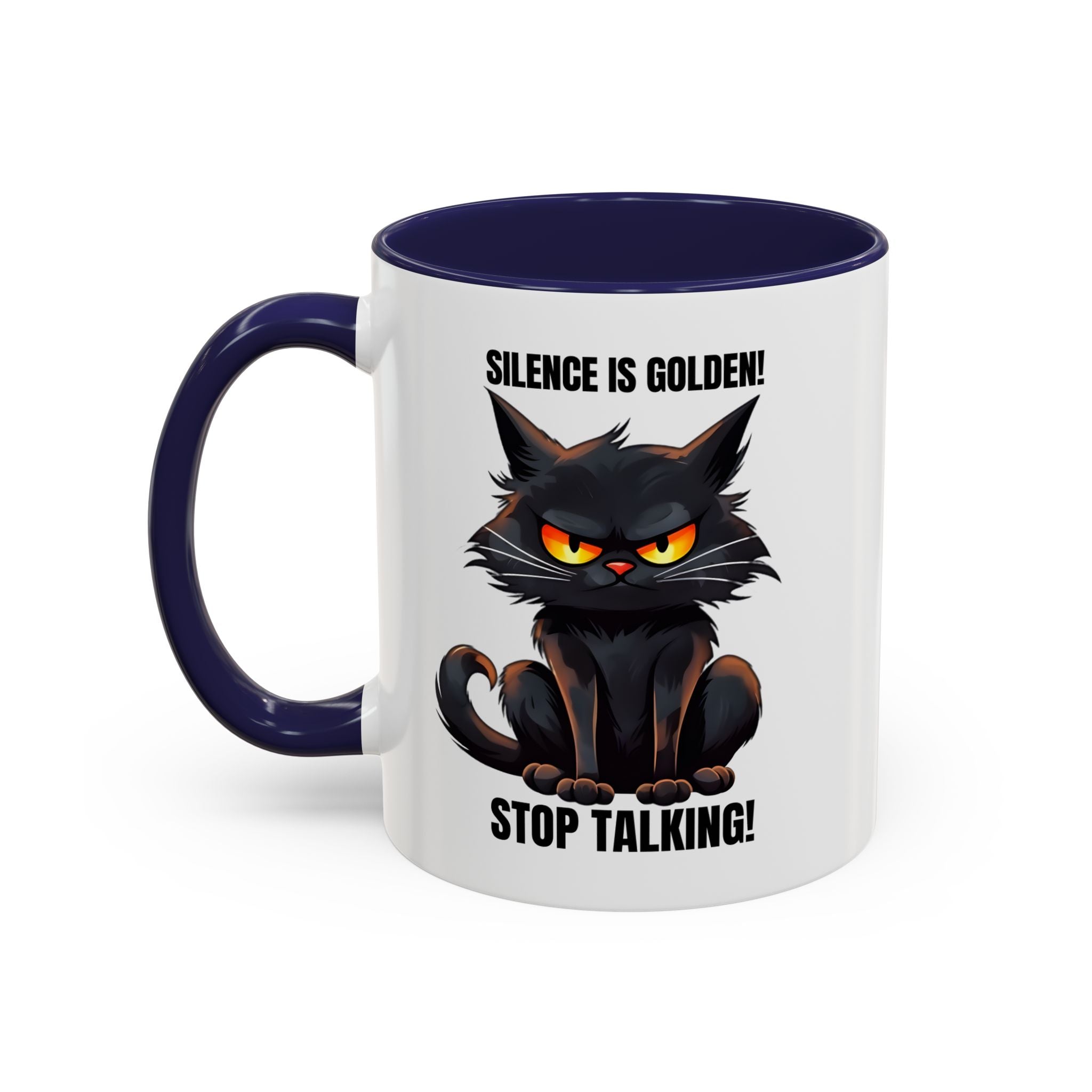 Funny Cat Mug | Silence Is Golden Coffee Cup | Gift for Cat Lovers | Humorous Kitchenware | Ceramic Teacup | Unique Animal Gifts