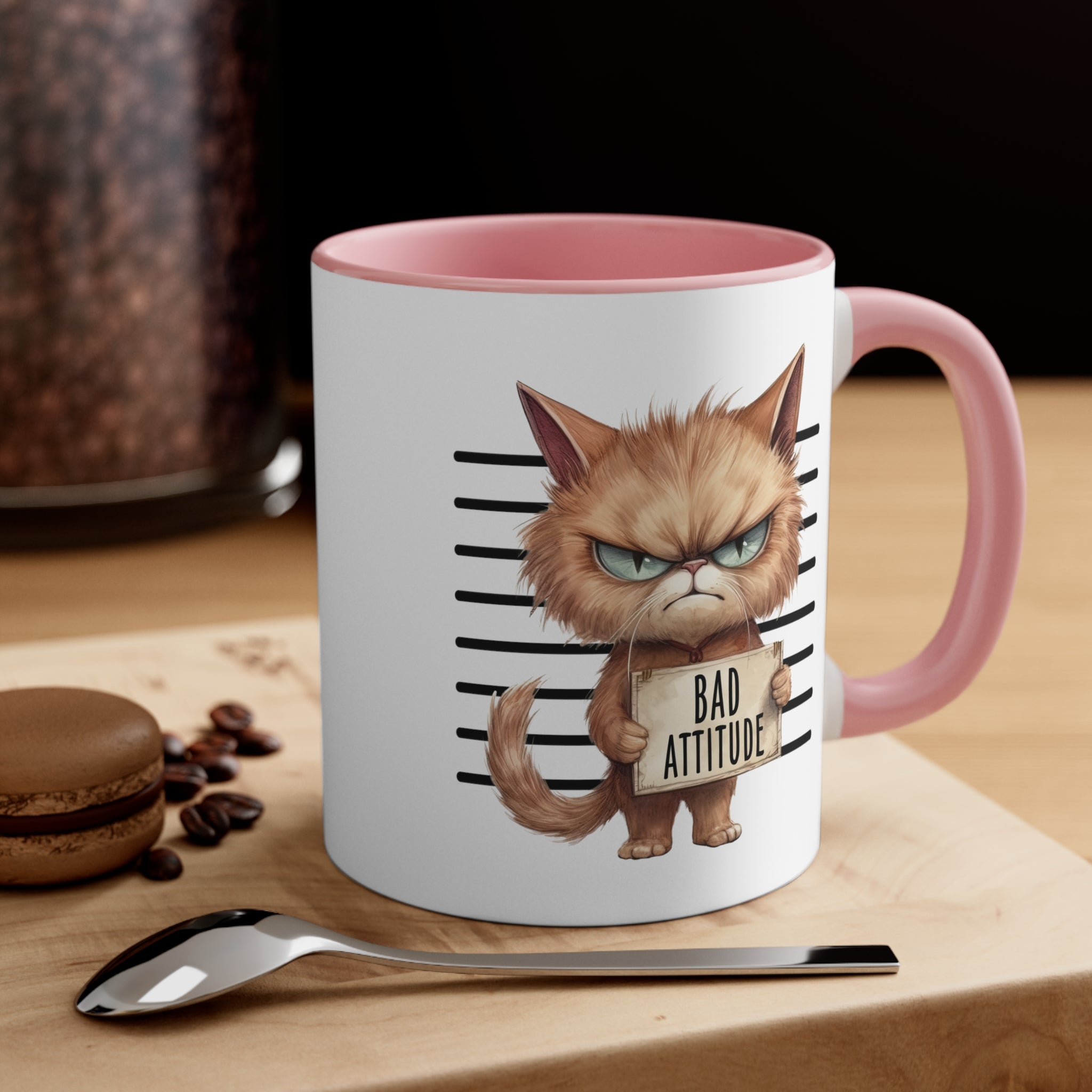 Funny cat bad attitude Accent Coffee Mug, 11oz animal lover gift