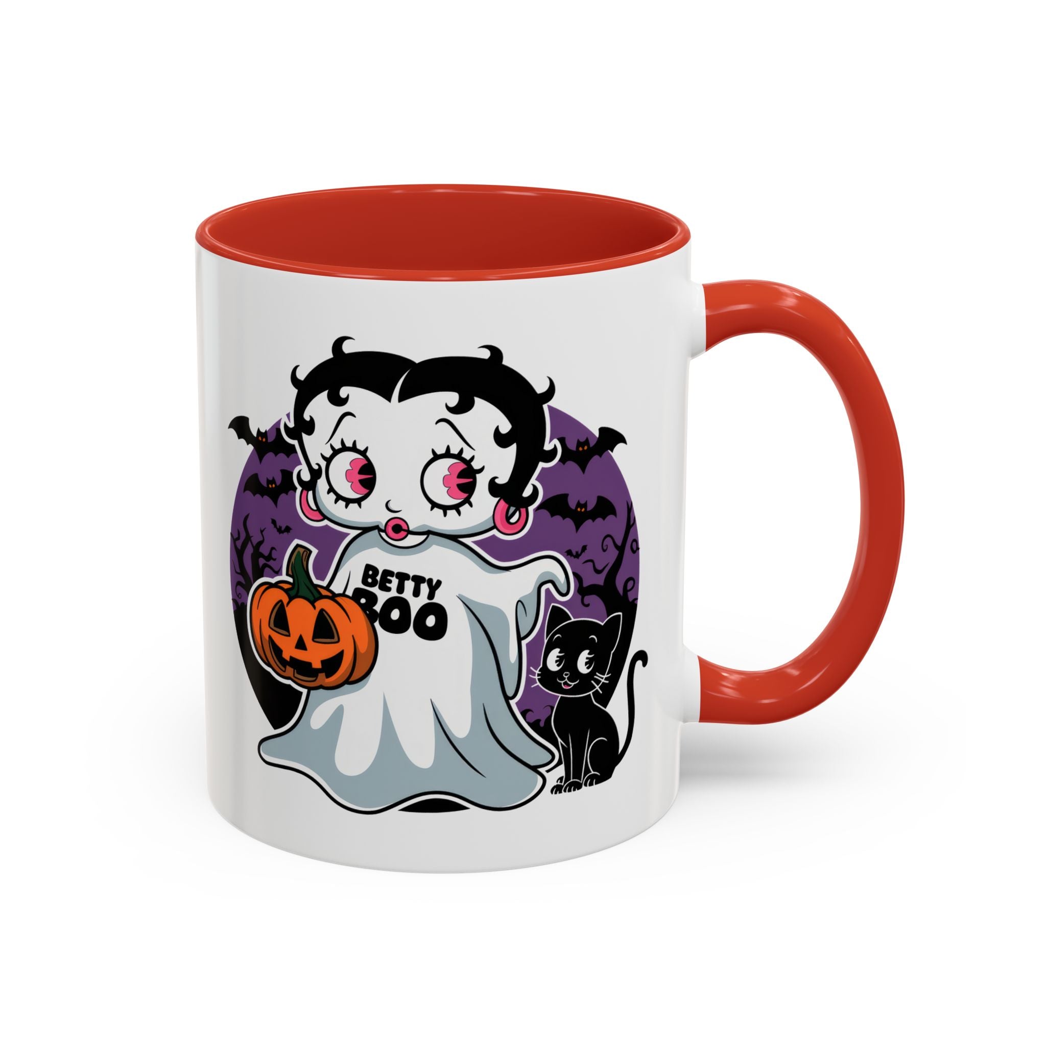 Betty Boo Halloween Ghost Mug — Cute Spooky Pumpkin & Black Cat Accent Coffee Cup