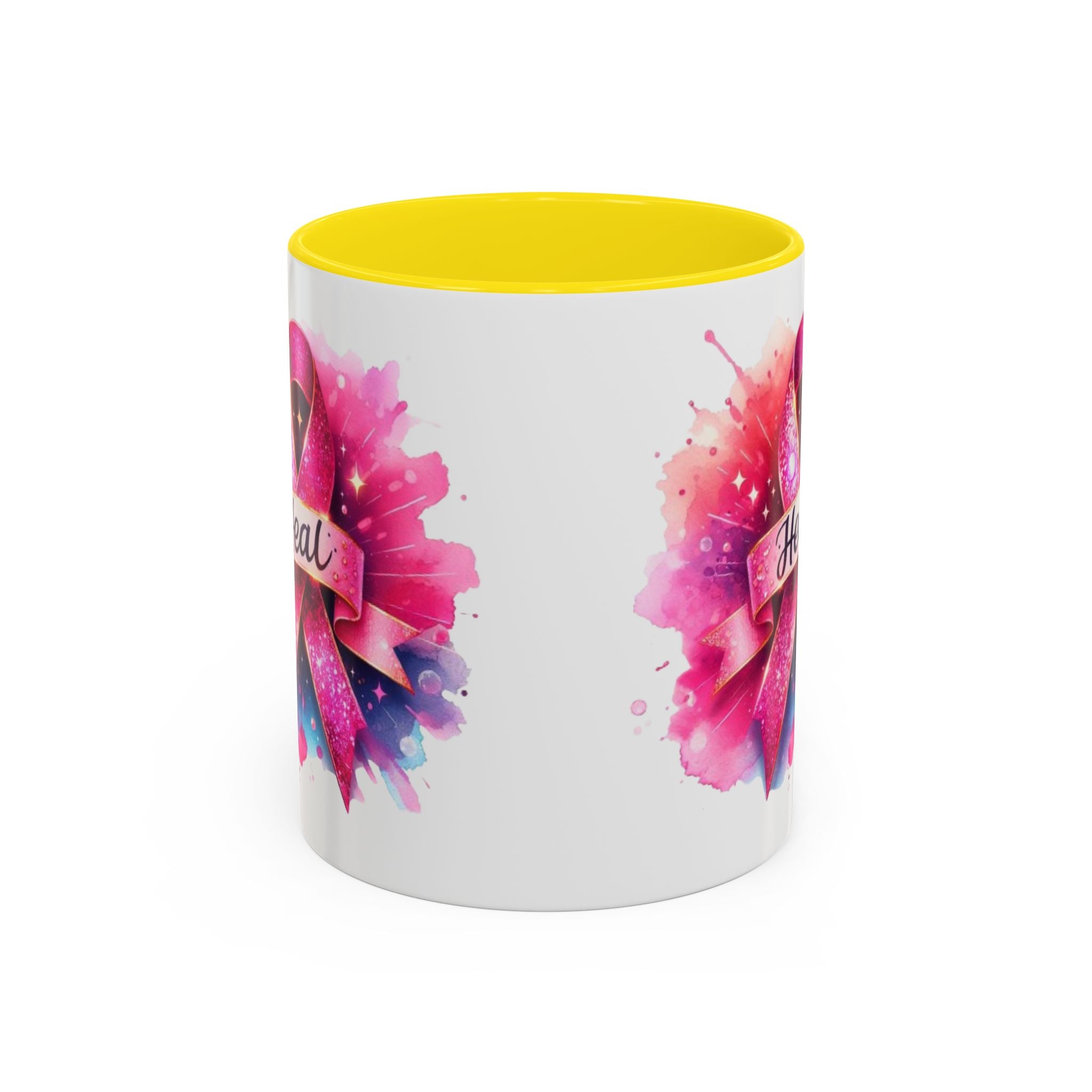 cancer awareness Inspirational Coffee Mug, Healing Ribbon Mug, Gift for Cancer Survivors, Motivational Drinkware, Support