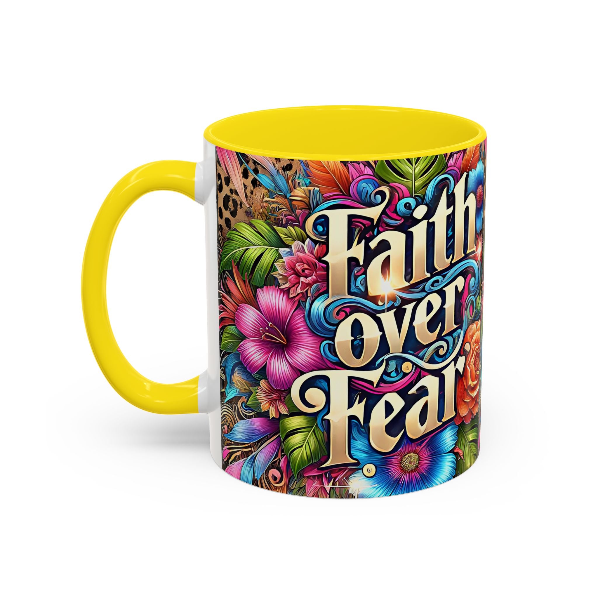 Faith Over Fear Floral Coffee Mug positive mental health