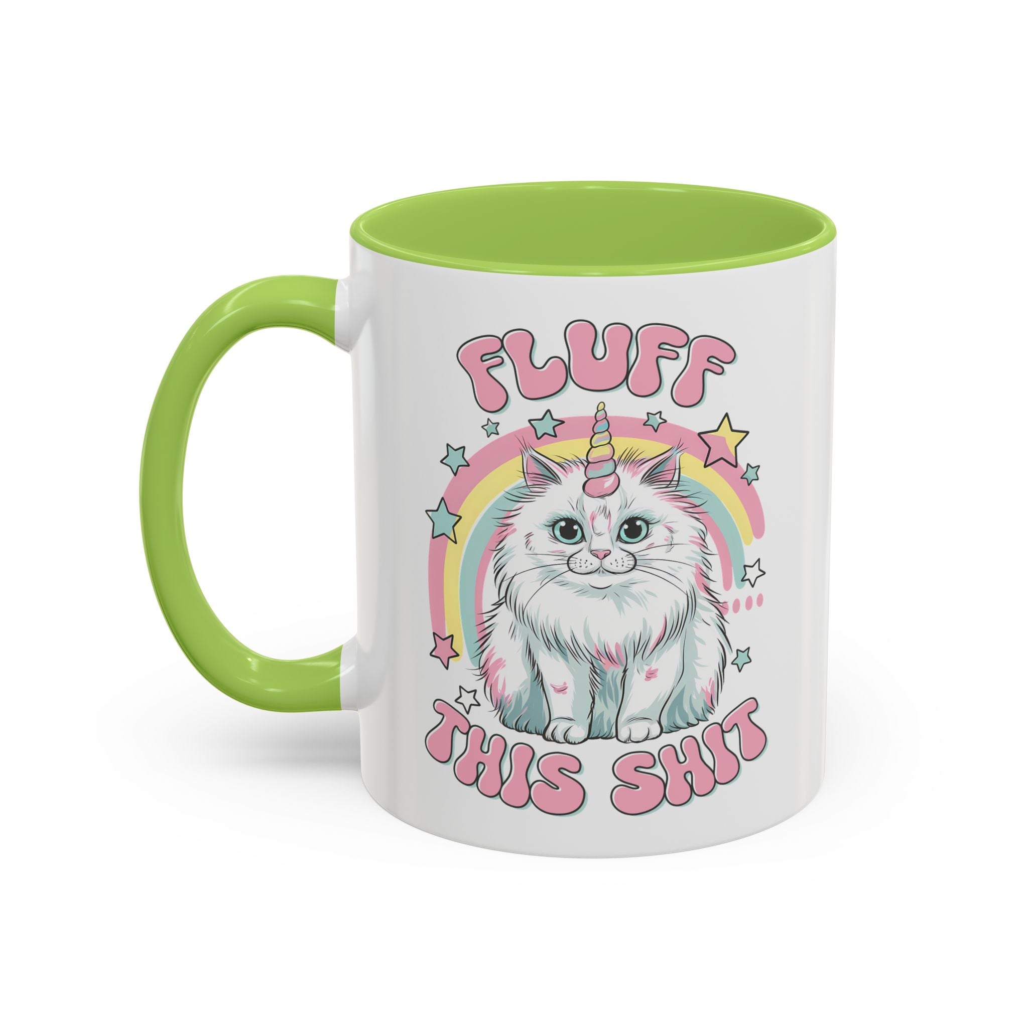 Whimsical Cat Coffee Mug - "Fluff This Shit" funny adult humor sarcasm