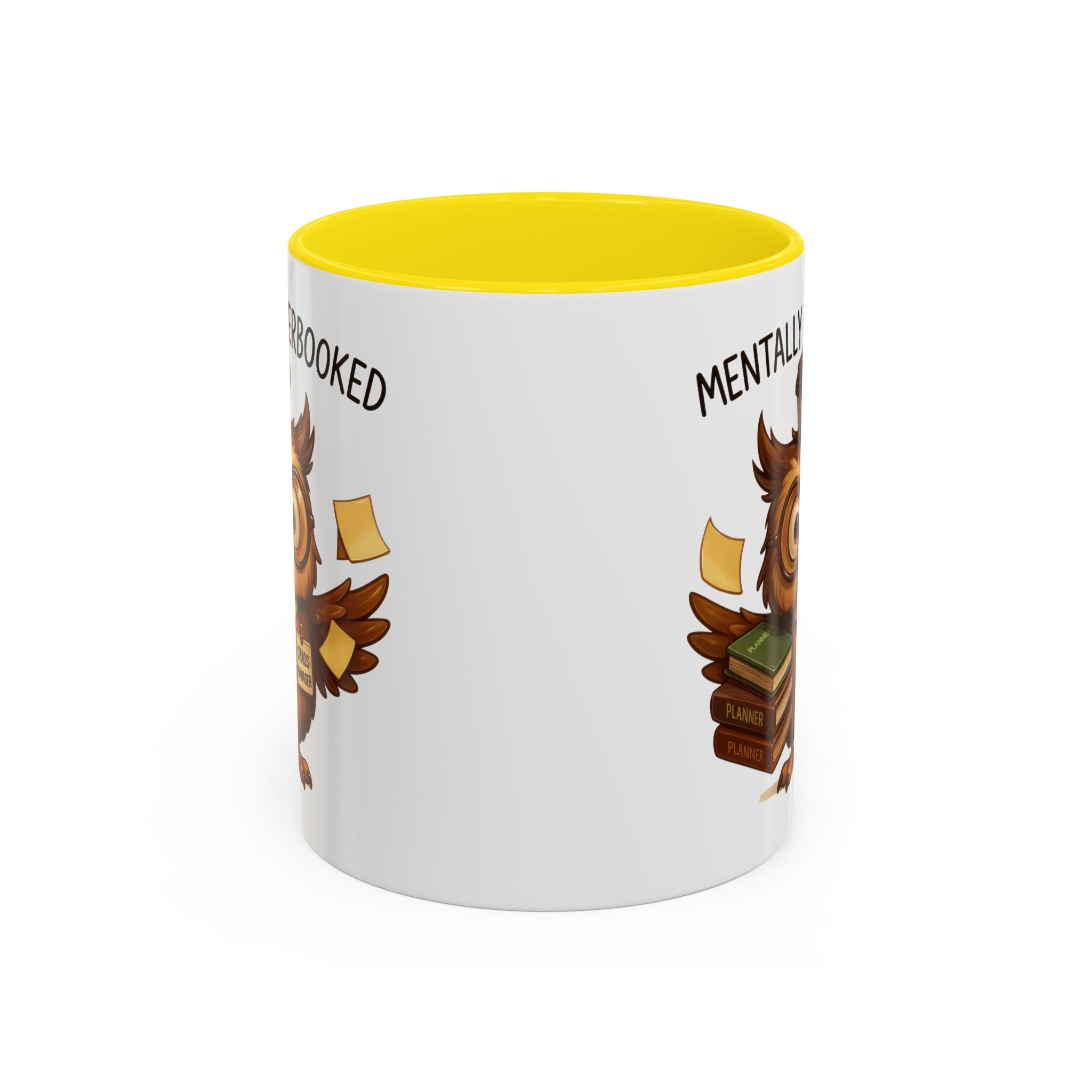 Cute Owl Coffee Mug | Mentally Overbooked Mug | Gifts for Book Lovers, Teacher Gifts, Office Decor, Funny Coffee Cup