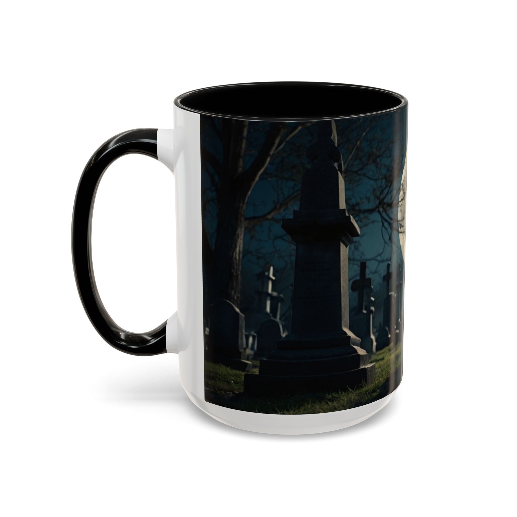 Mystical Black Cat Coffee Mug - 11oz & 15oz halloween graveyard full moon