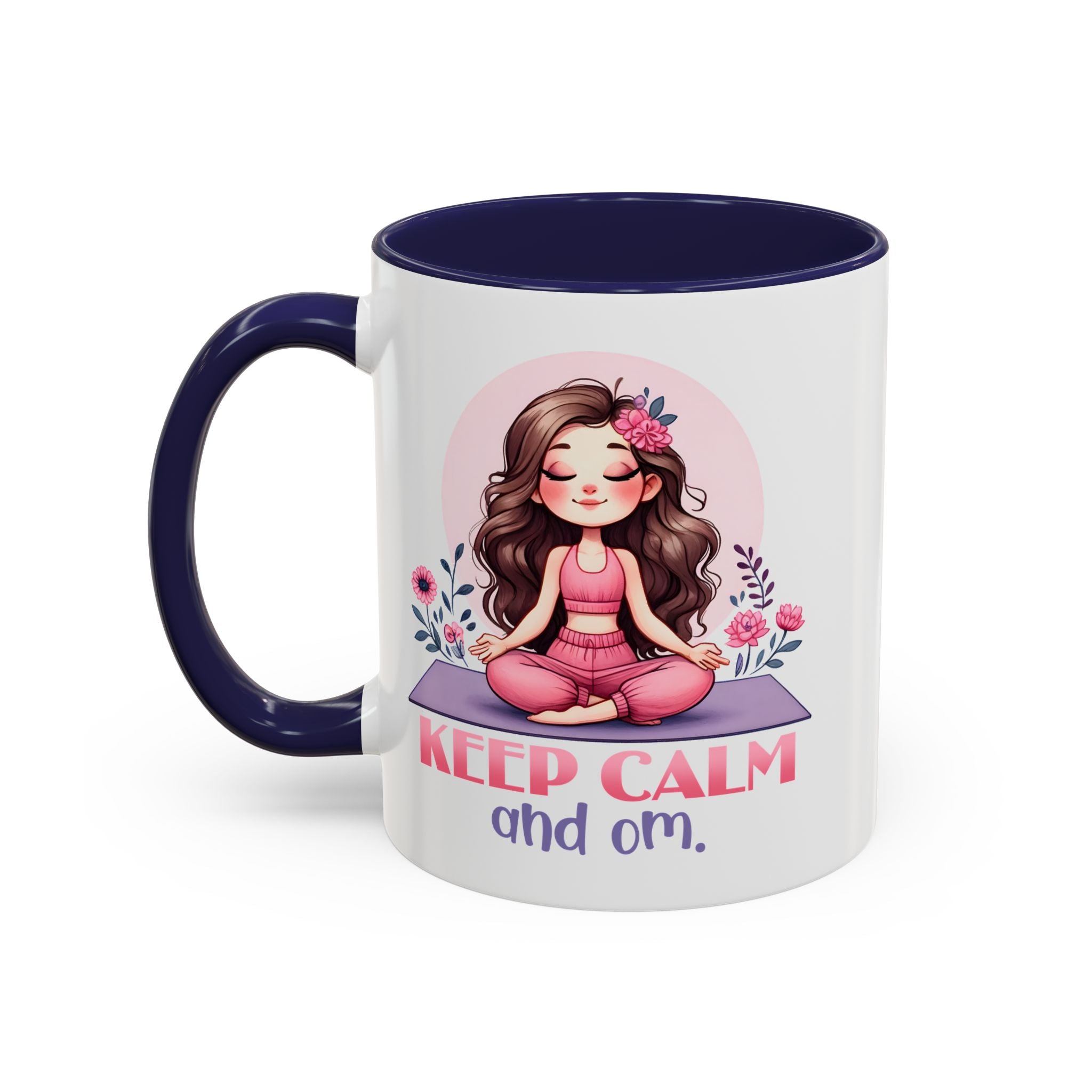 Relaxing Yoga Coffee Mug, Keep Calm and Om Mug, Inspirational Gift, Meditation Mug, Self-Care Coffee Cup, Yoga Lover's Gift
