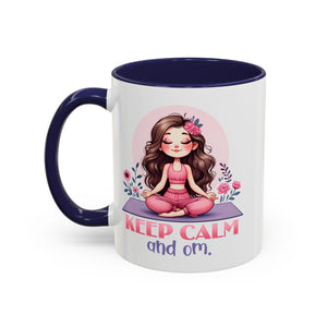 Relaxing Yoga Coffee Mug, Keep Calm and Om Mug, Inspirational Gift, Meditation Mug, Self-Care Coffee Cup, Yoga Lover's Gift