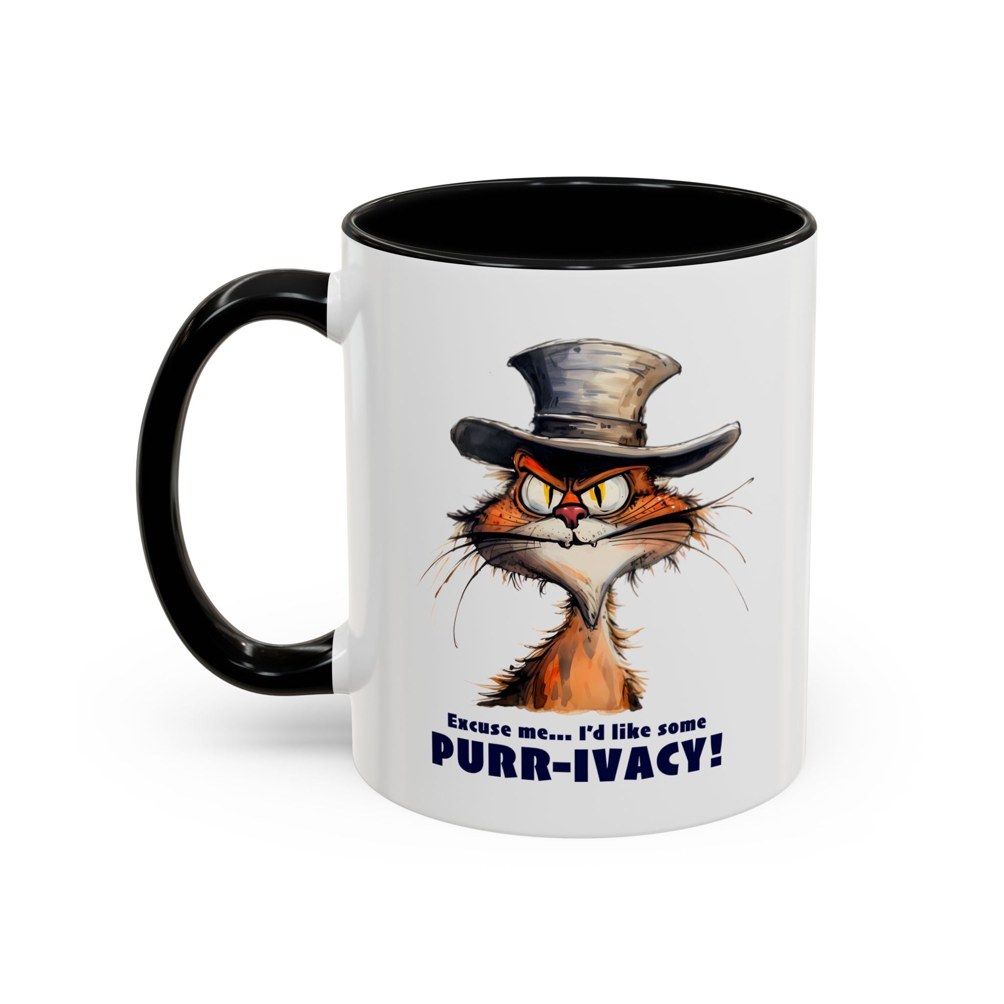 Funny Cat Coffee Mug - Purr-ivacy & Puppy Humor, Gifts for Cat Lovers, Home Office Accessories, Birthday, Pet Owner Mug