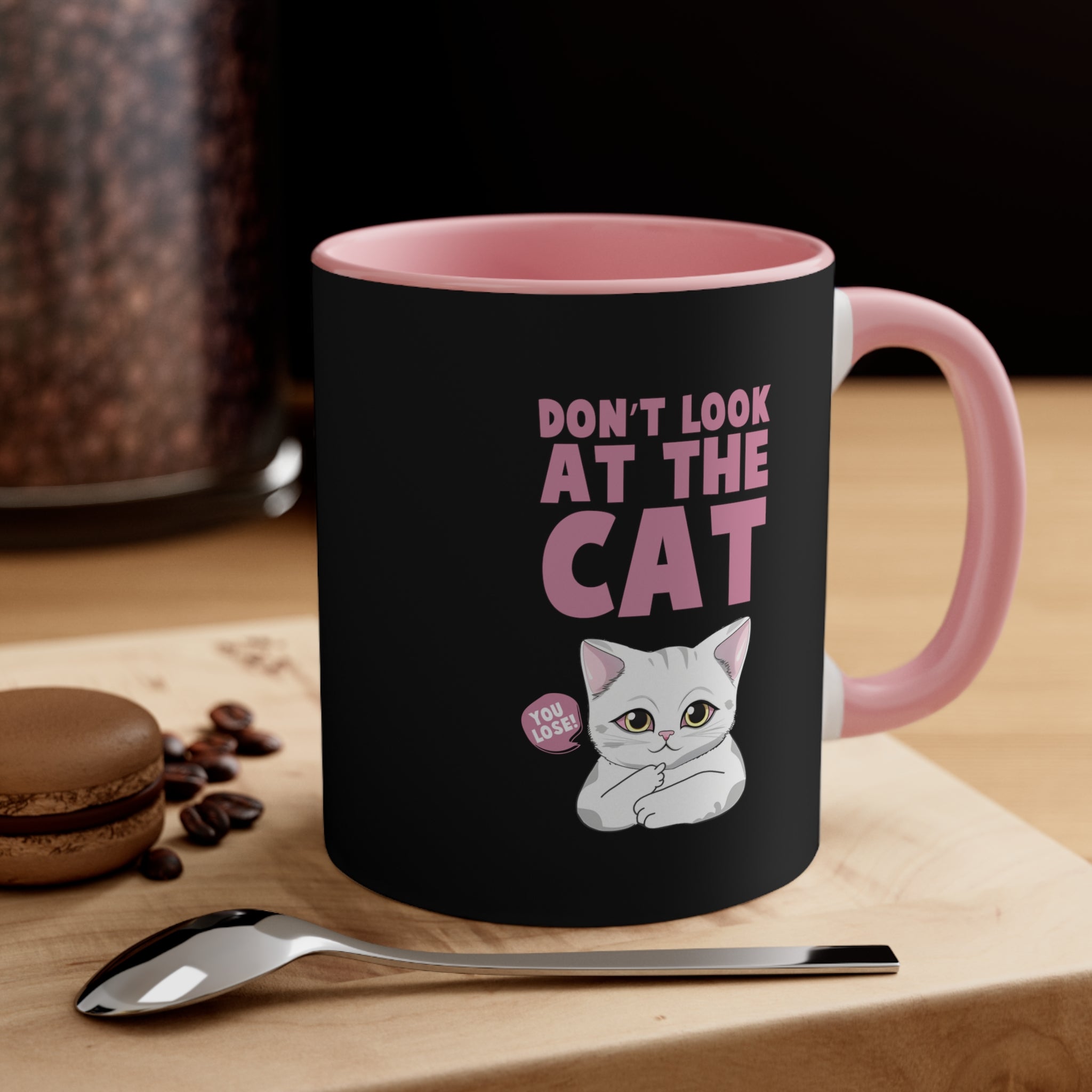 funny don't look at the cat Accent Coffee Mug, 11oz animal lovers gift