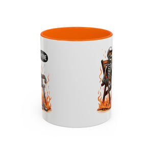 Funny I'M fine  Skeleton on fire Coffee Mug - Humor Gift for Halloween, Coffee Lovers,  Decor, Gag Gift, 11-15oz Accent Mug