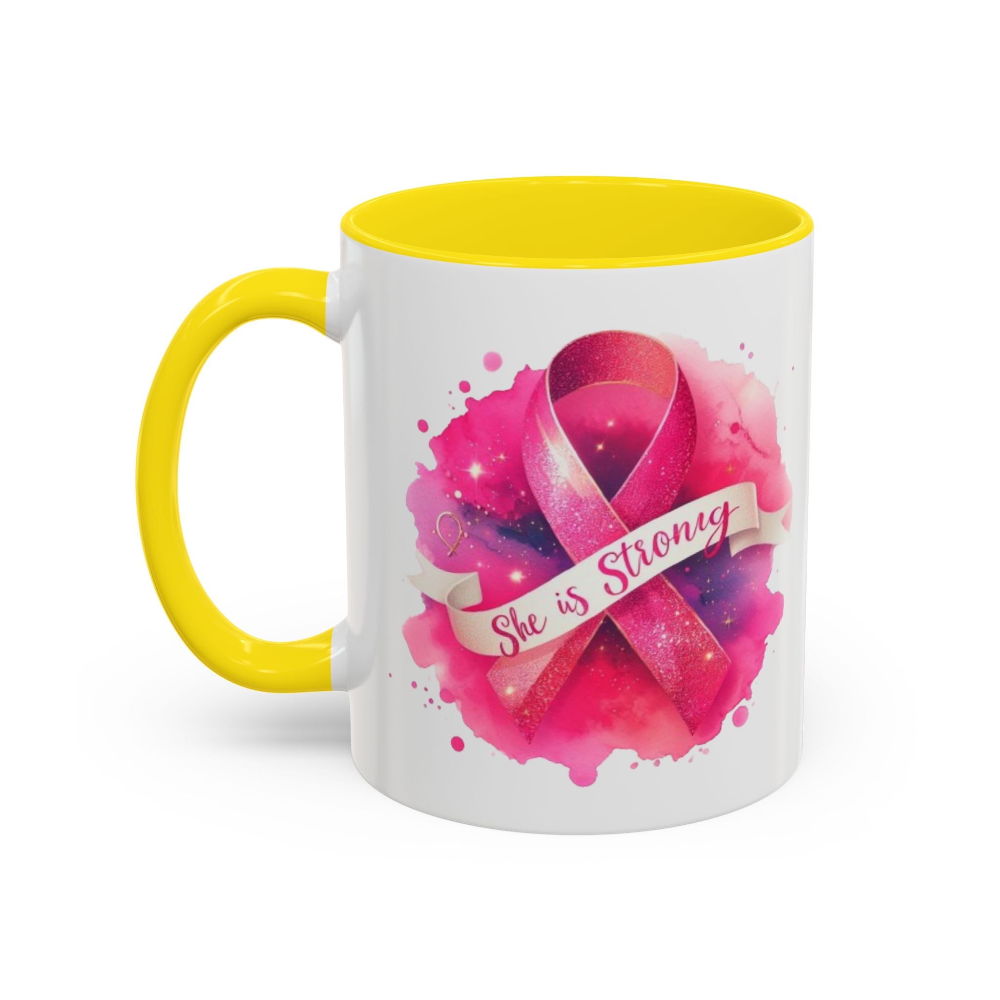 Empowering Pink Ribbon Coffee Mug | She is Strong | Gift for Cancer Awareness, Inspirational Drinkware, Office Mug, Motivational [...]