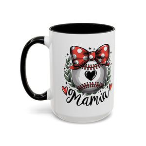 Mama's Accent Coffee Mug | Baseball & Heart Design | Gift for Mom, Mother's Day, Birthday, Coffee Lovers, Baseball Fans