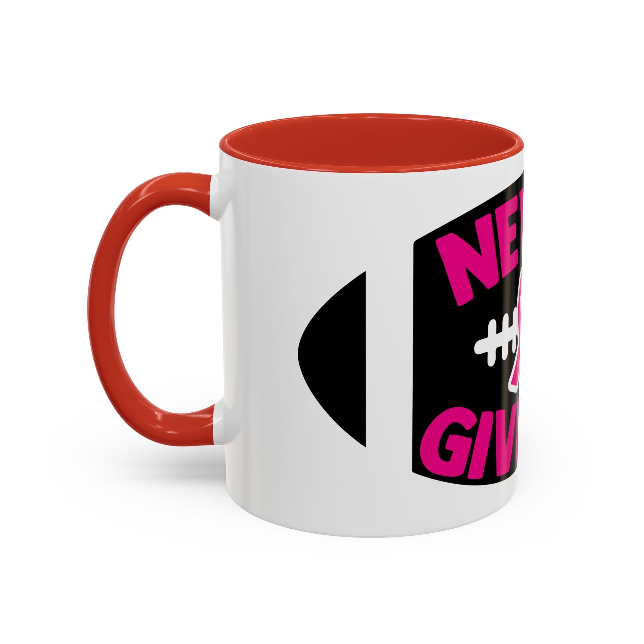 Inspirational Breast Cancer Awareness Coffee Mug - Never Give Up, Motivational Gift, Supportive Keepsake, Home or Office Decor