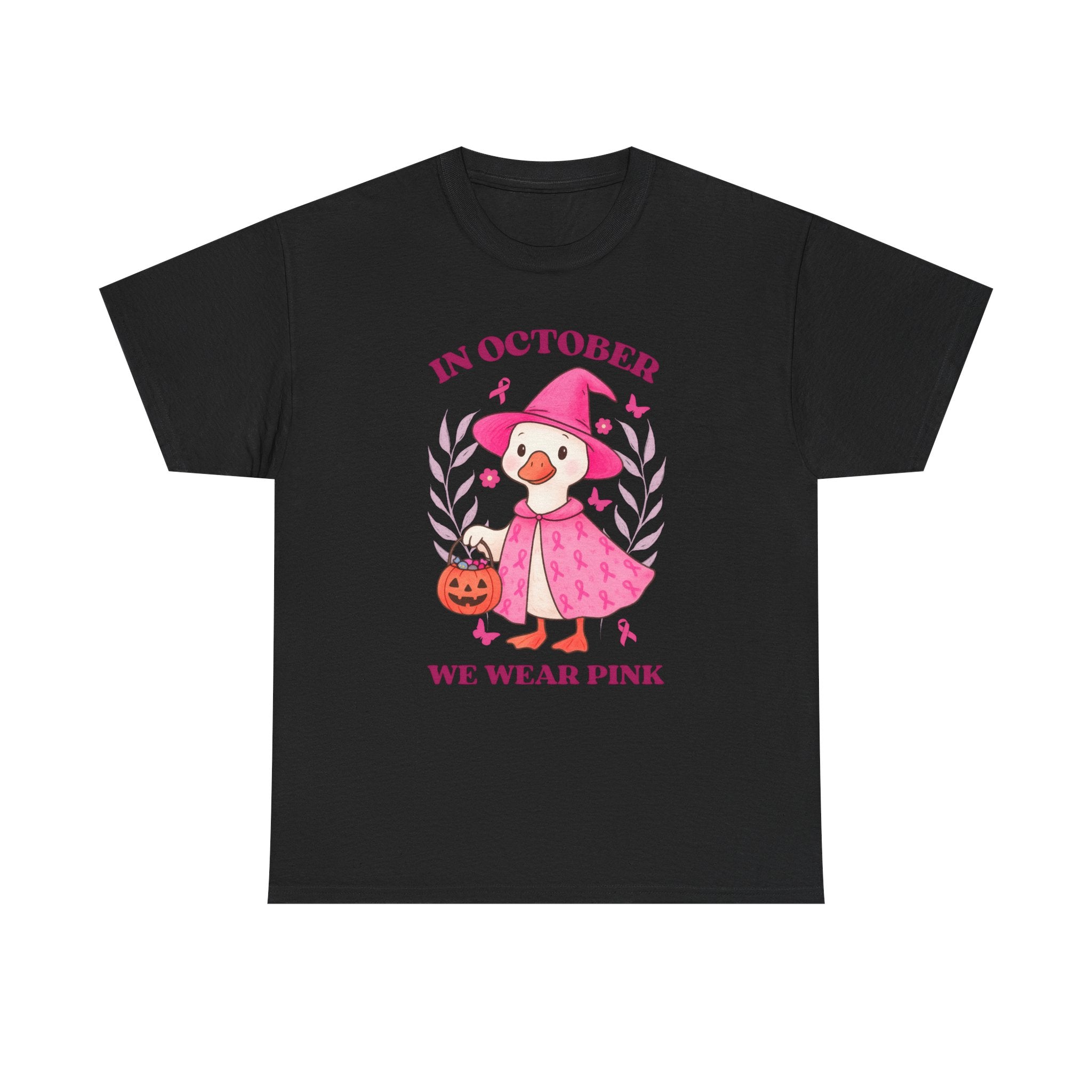 Breast Cancer Awareness Tee, Cute Pink Duck Shirt for October, Unisex Cotton T-Shirt, Awareness Month Apparel, Funny Halloween Outfit