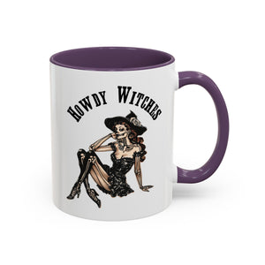 Howdy Witches Coffee Mug - Spooky Halloween Mug, Gift for Witches, Witchy Decor, Gothic Coffee Cup, Skeleton Design