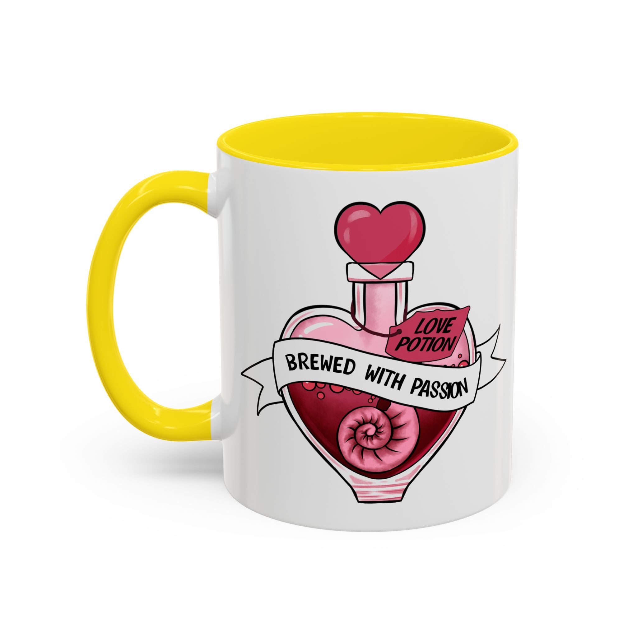 Coffee Mug - 'Brewed With Passion' Love Potion Accent Mug (11/15oz) anti valentine