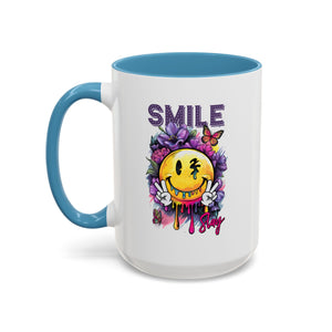 Smile Stay Accent Coffee Mug - Vibrant Floral Design for Positive Vibes