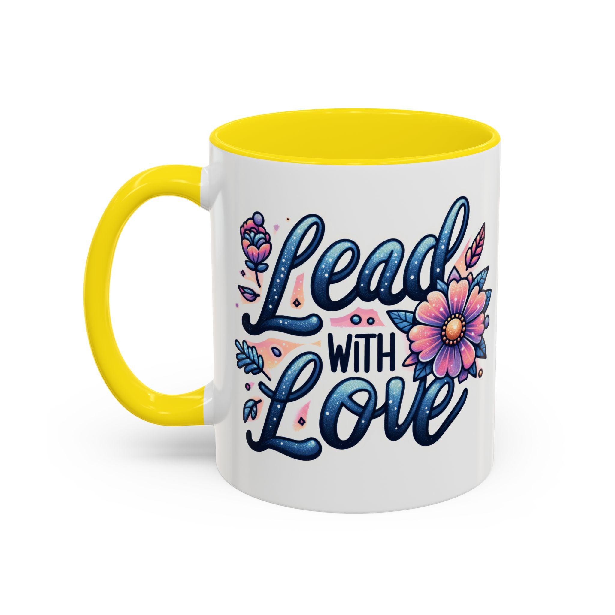 Lead With Love Accent Coffee Mug — Floral Inspirational 11/15oz