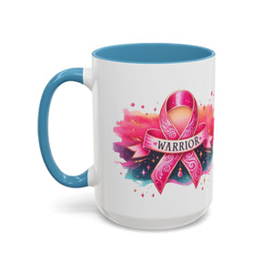 Pink Ribbon Warrior Coffee Mug, Support Breast Cancer Awareness Gift, Inspirational Mug, Cancer Survivor Merchandise, 11oz 15oz Mug