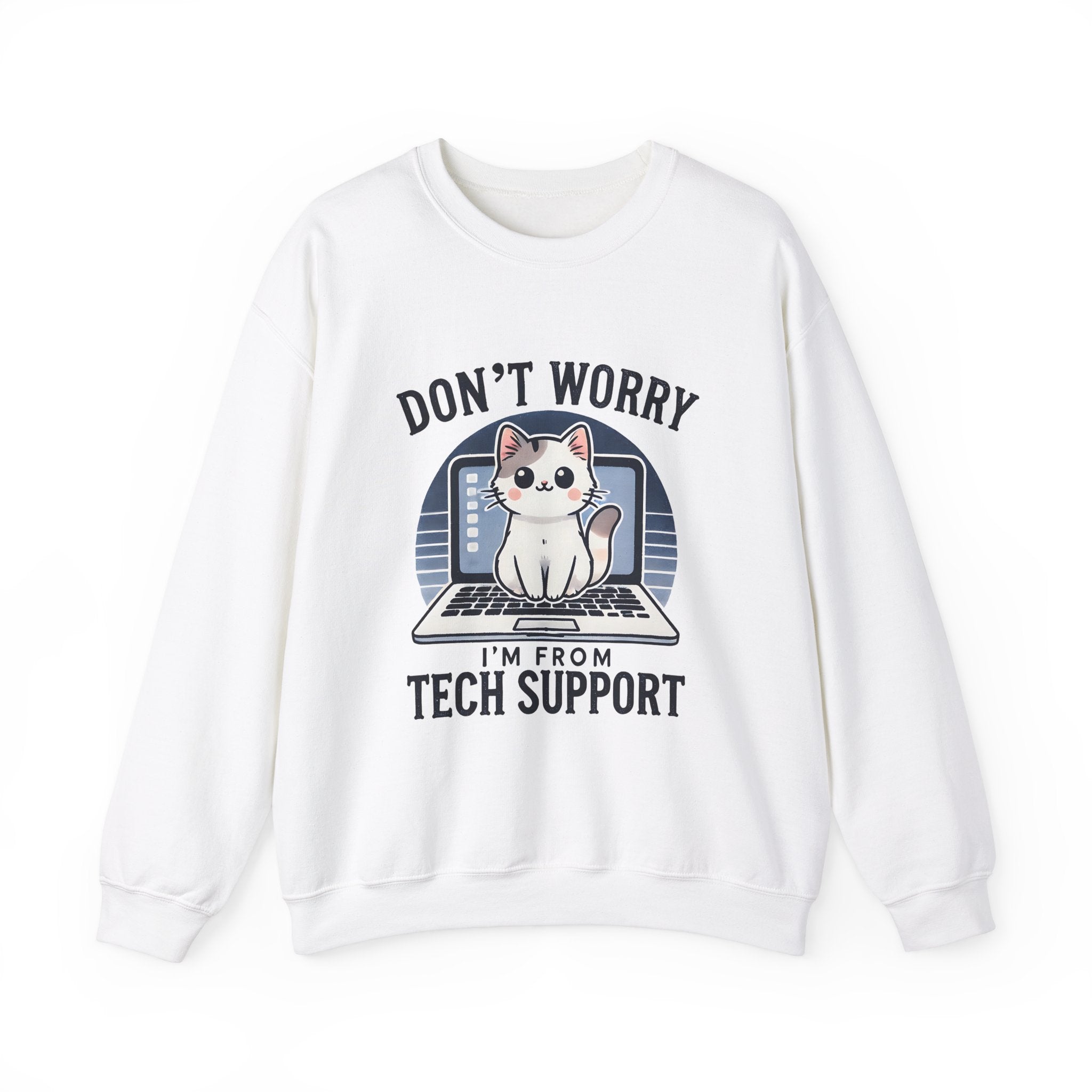 Tech Support Cat Crewneck Sweatshirt – Fun Gift for IT Lovers
