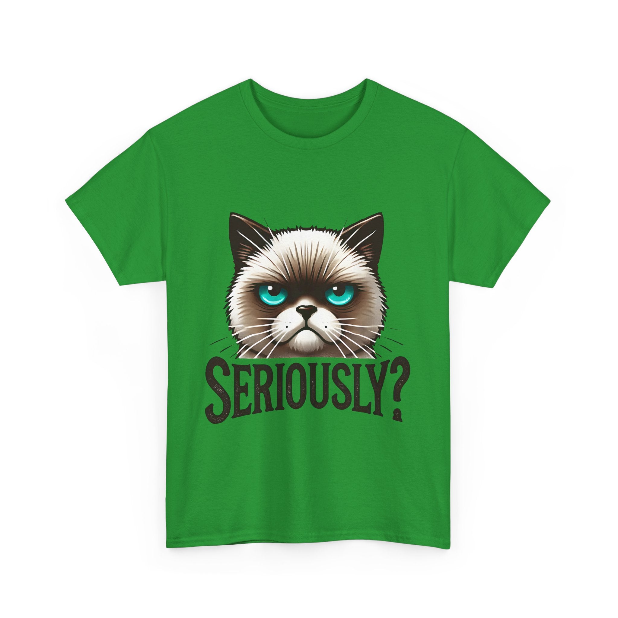 Funny Cat Graphic Tee - 'Seriously?' Unisex Heavy Cotton Shirt