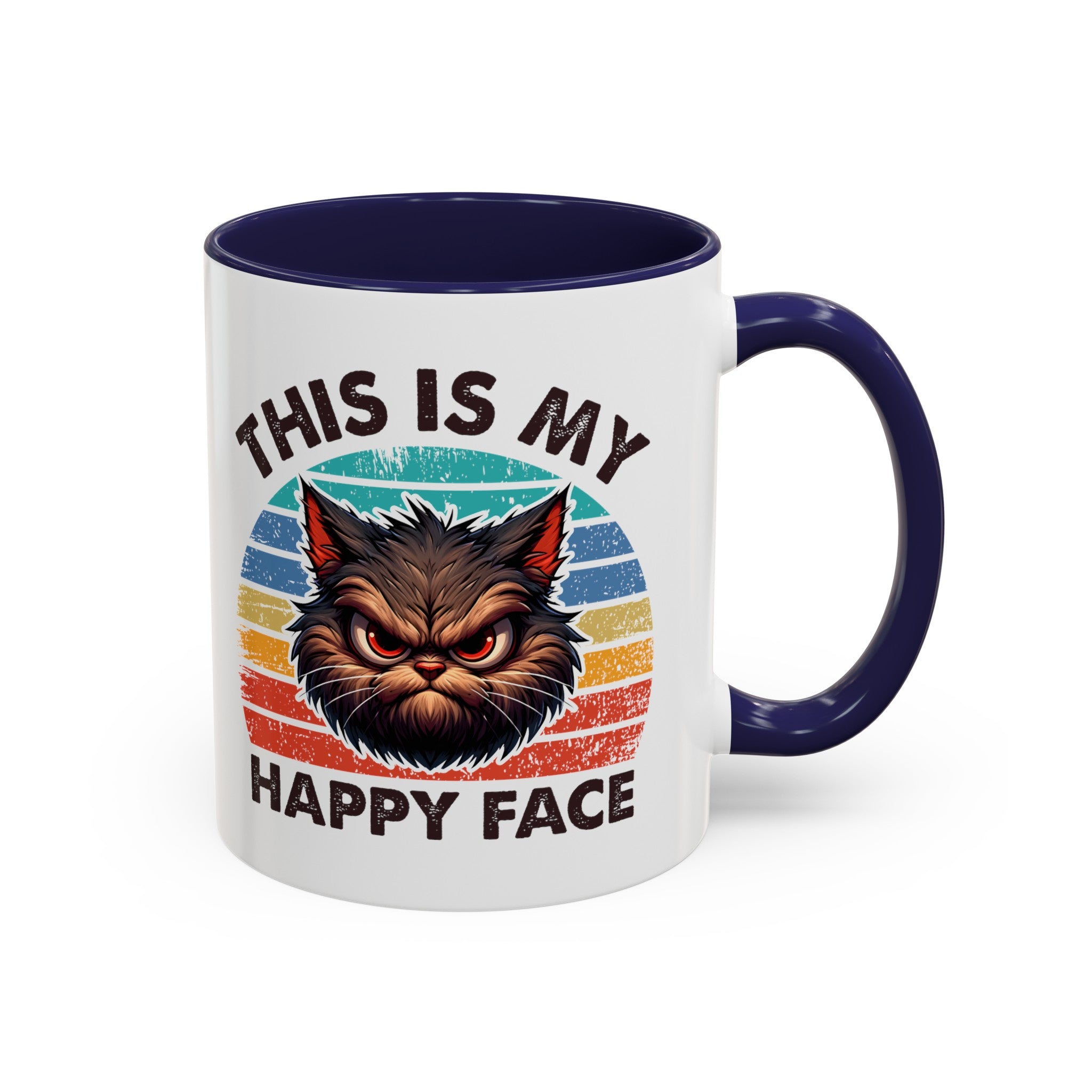 grumpy cat this is my happy face Accent Coffee Mug (11, 15oz) by the x m world