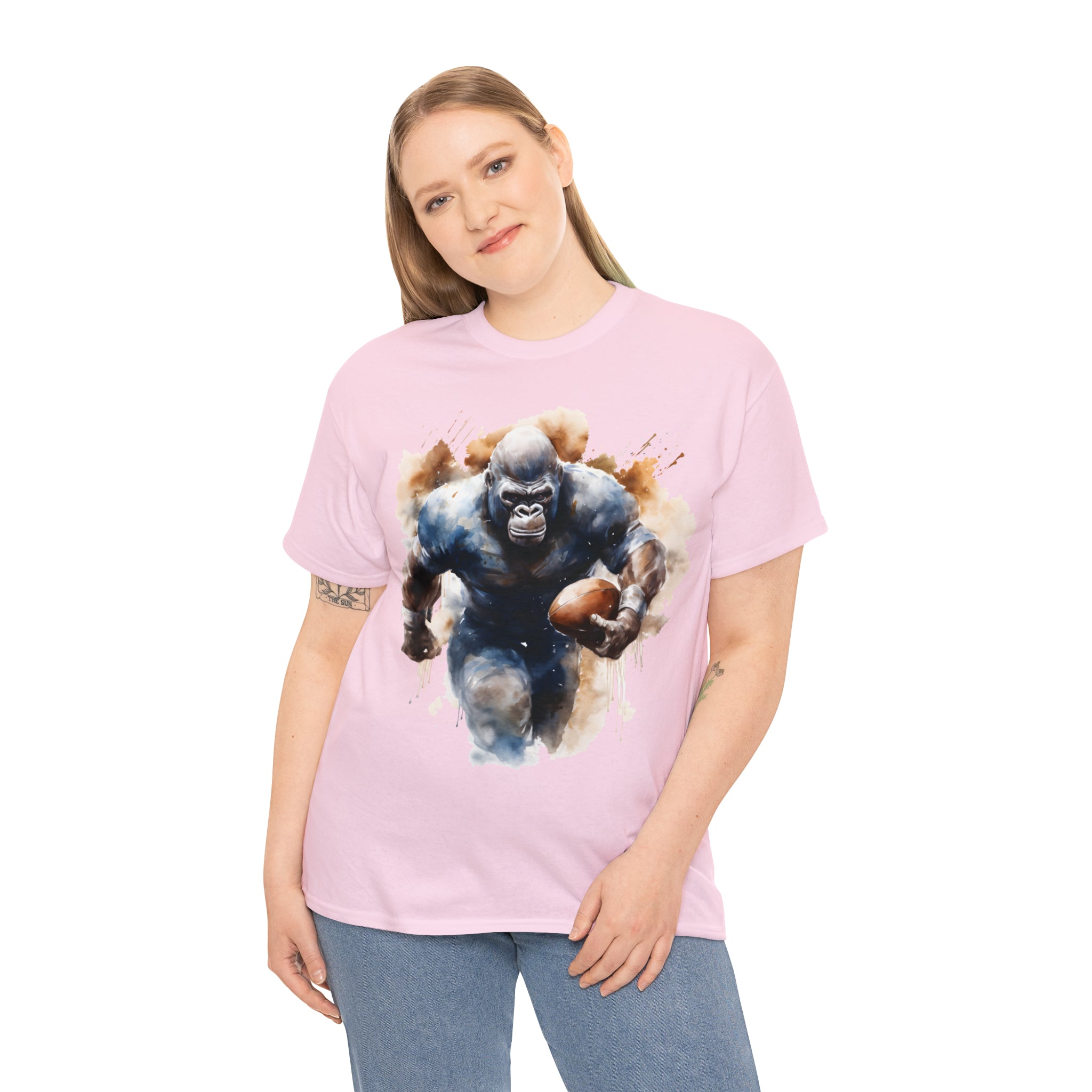 funny Football gorilla t shirt gift Unisex Heavy Cotton Tee