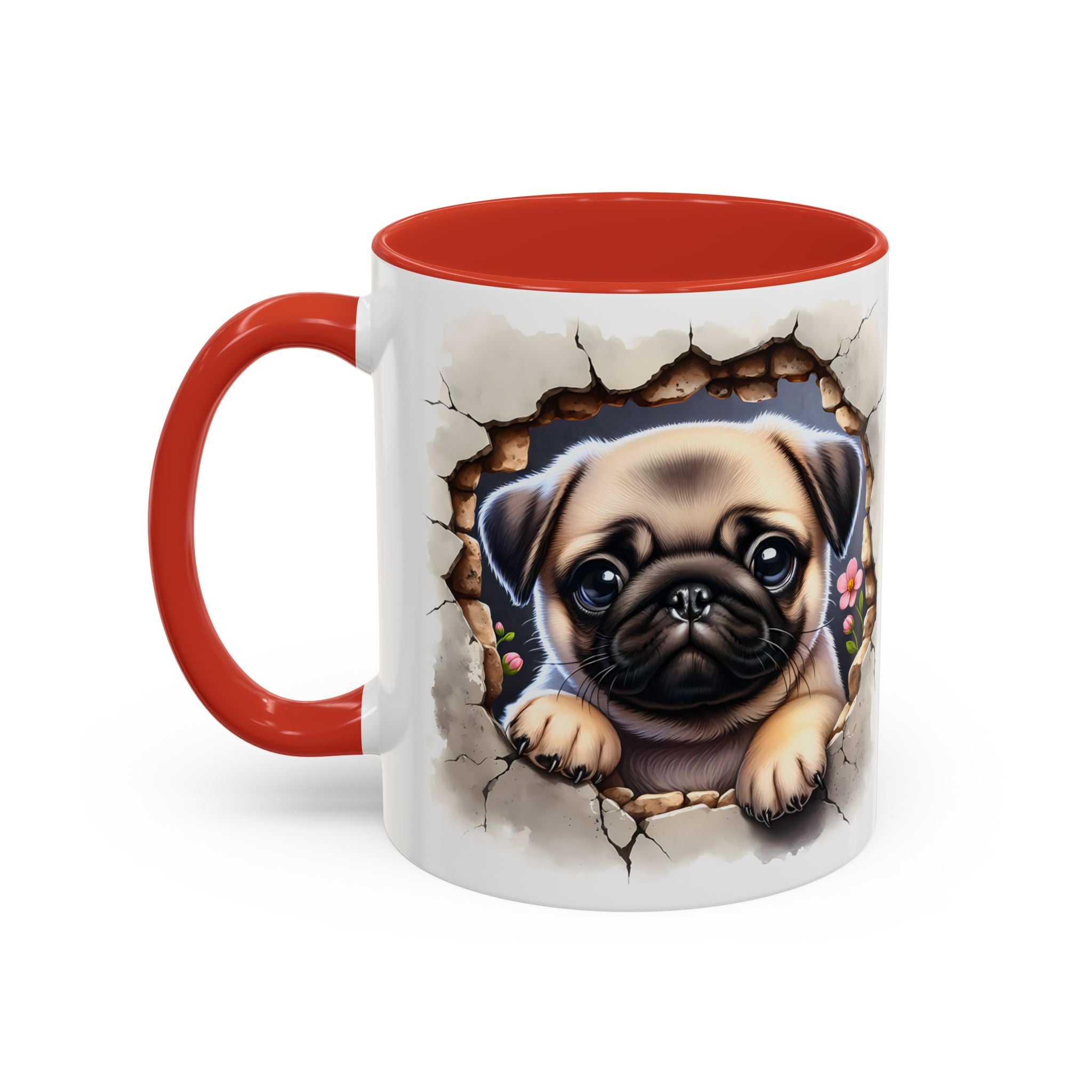 Pug In A Wall Coffee Mug - Cozy Ceramic Cup for Dog Lovers - Cute Pet Gift for Birthdays, Anniversaries, and Holidays