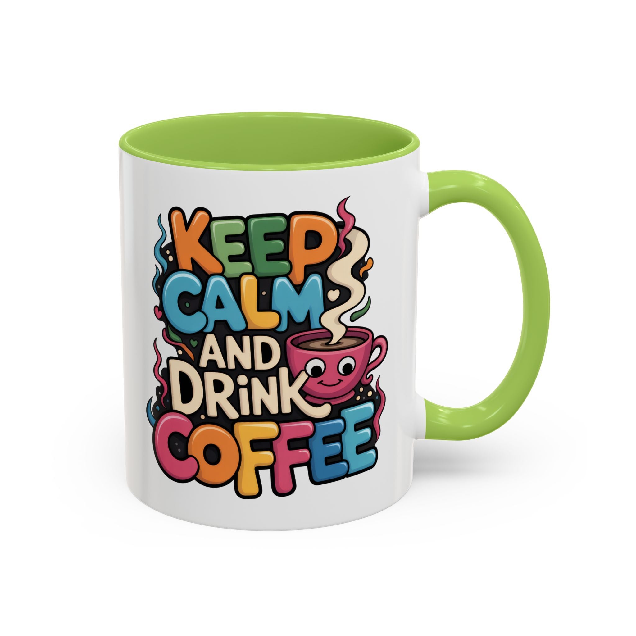 Keep Calm and Drink Coffee Mug - Fun Colorful Ceramic Coffee Cup funny
