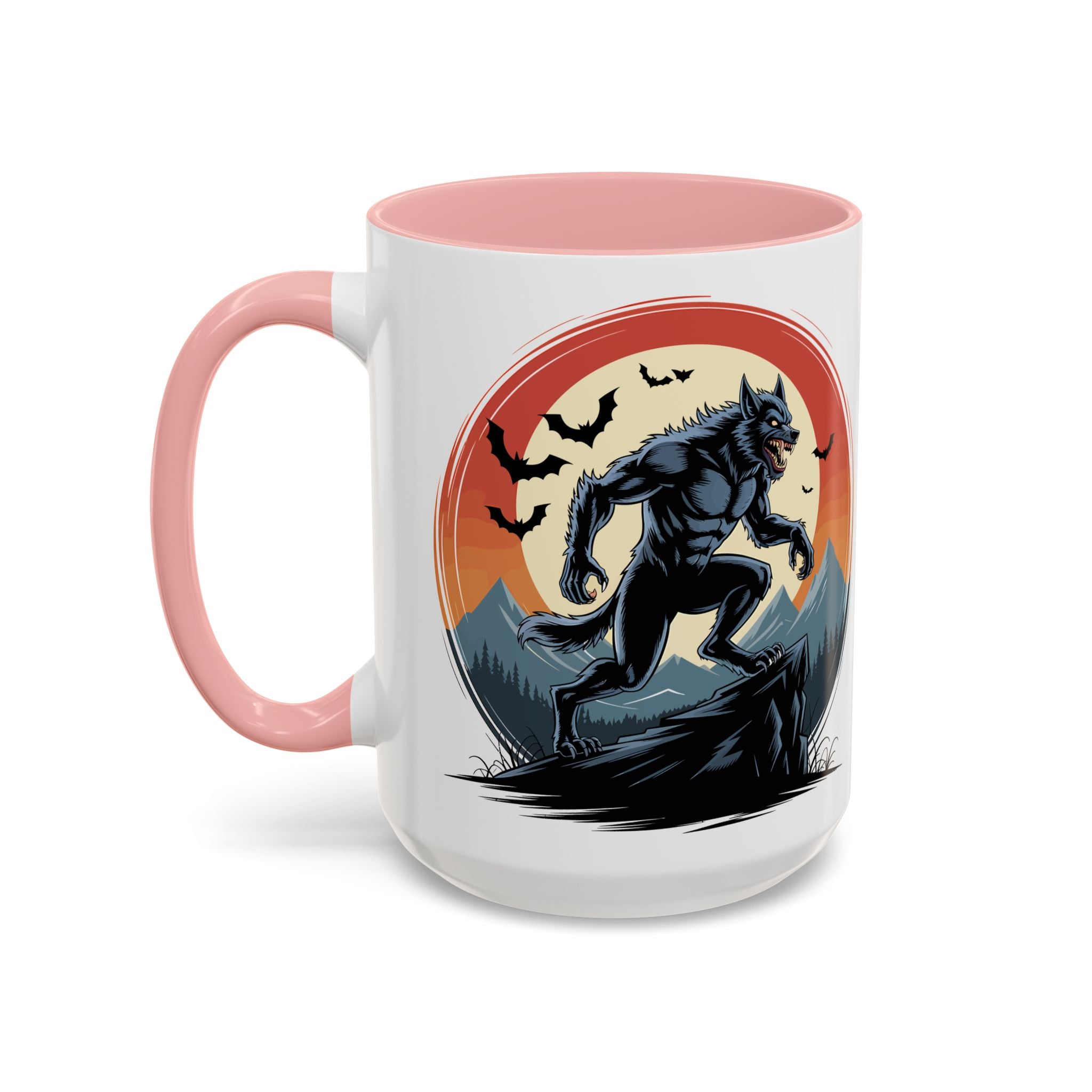 Werewolf Sunset Coffee Mug — Halloween Creature Ceramic Accent Mug (11/15oz) fantasy horror art
