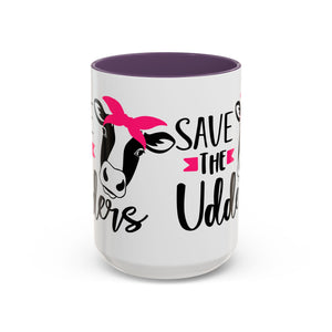 cancer awareness Cute Cow Mug - Save the Utters Coffee Cup, Gift for Animal Lovers,  Mug, Unique Birthday Gift
