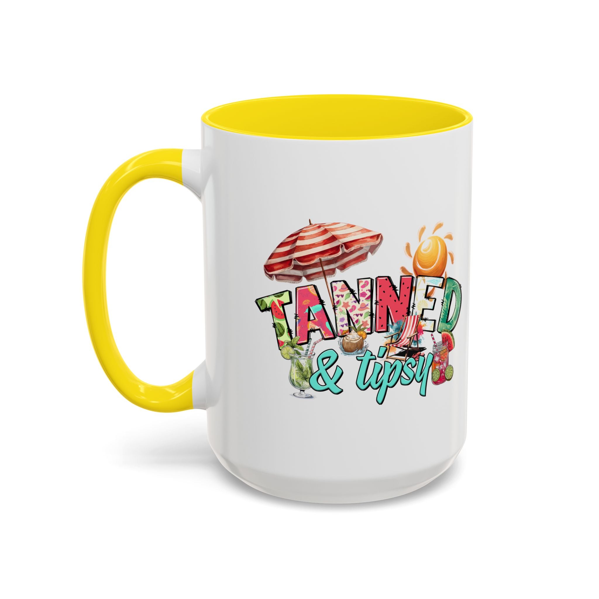 Tanned & Tipsy Accent Coffee Mug - Perfect for Summer Vibes & Beach Lovers party