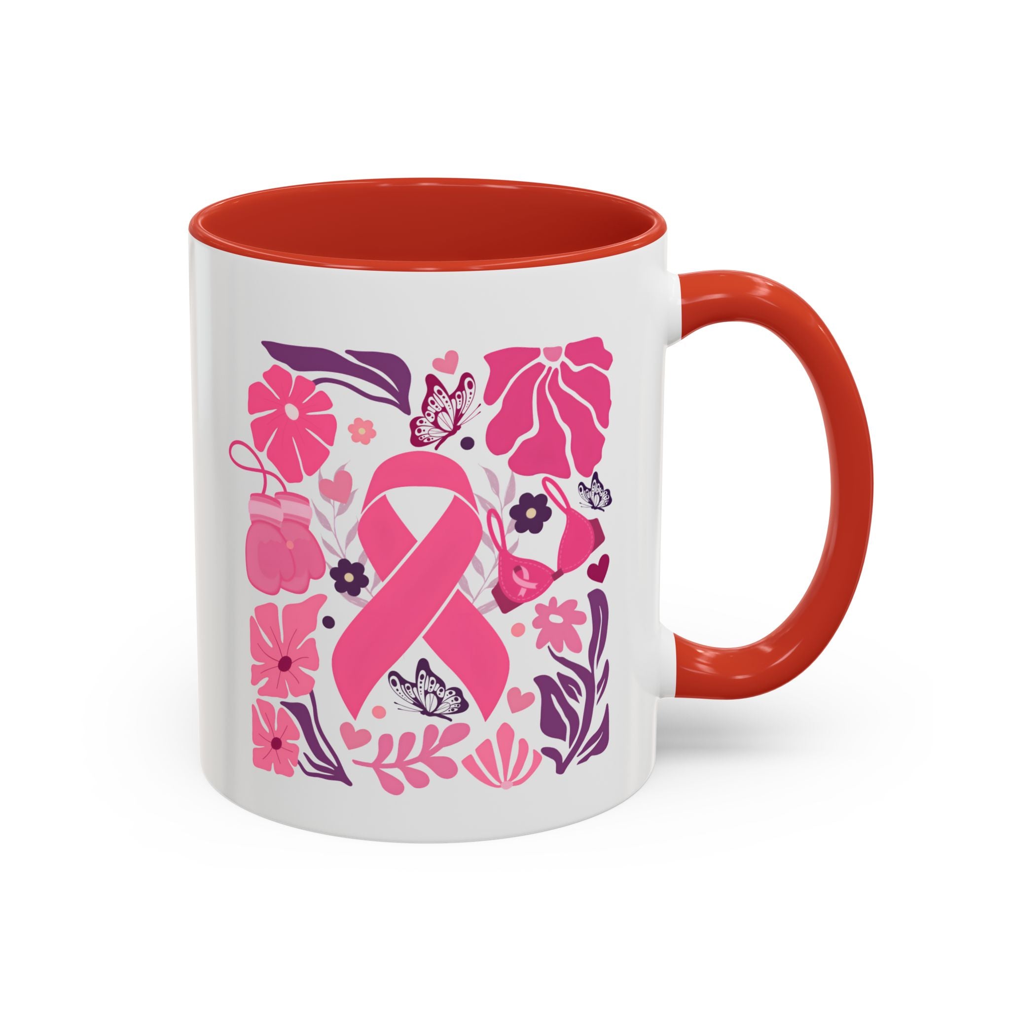 Pink Floral Awareness Coffee Mug, Breast Cancer Awareness Mug, Gift for Her, Supportive Drinkware, Motivational Mug