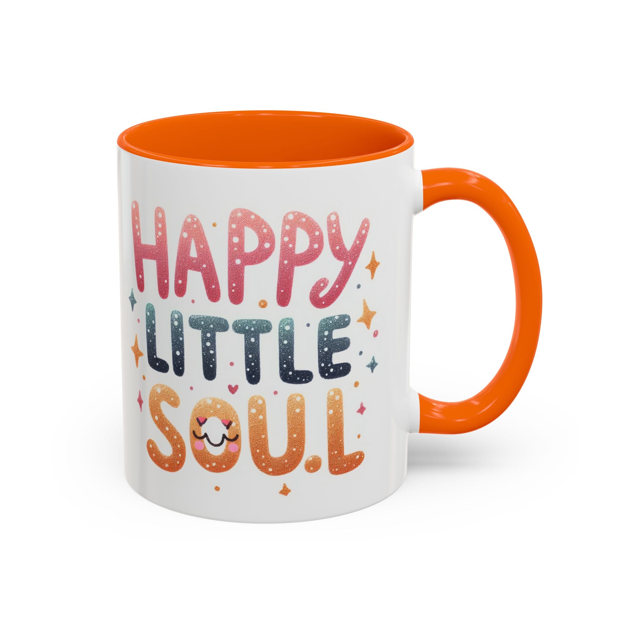 Happy Little Soul Accent Coffee Mug – Cute Positive Morning Quote (11/15 oz)