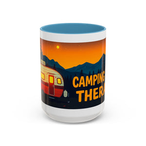 Camping Therapy Mug - Adventure Lover's Coffee Cup, Gift for Campers, Hiking Drinkware, Outdoorsy Coffee Mug, Nature Lover's Cup
