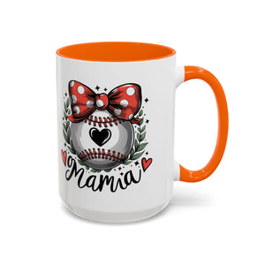 Mama's Accent Coffee Mug | Baseball & Heart Design | Gift for Mom, Mother's Day, Birthday, Coffee Lovers, Baseball Fans
