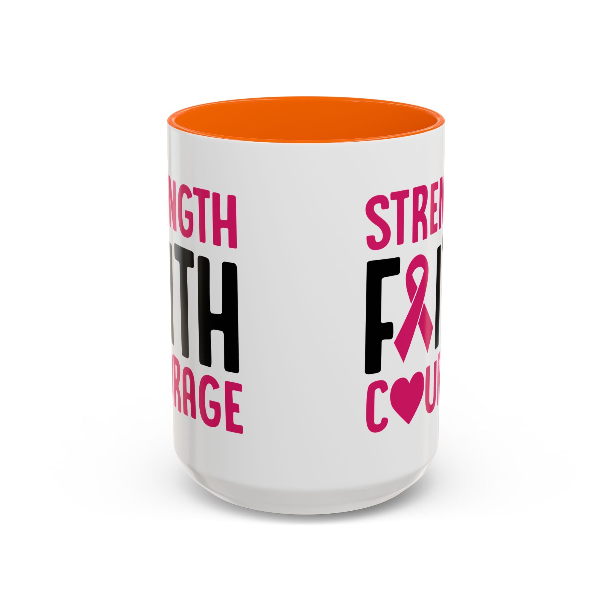 Inspirational Coffee Mug: Strength, Faith, Courage - Gift for Survivors, Awareness Events, Supportive Home Decor, Encouragement