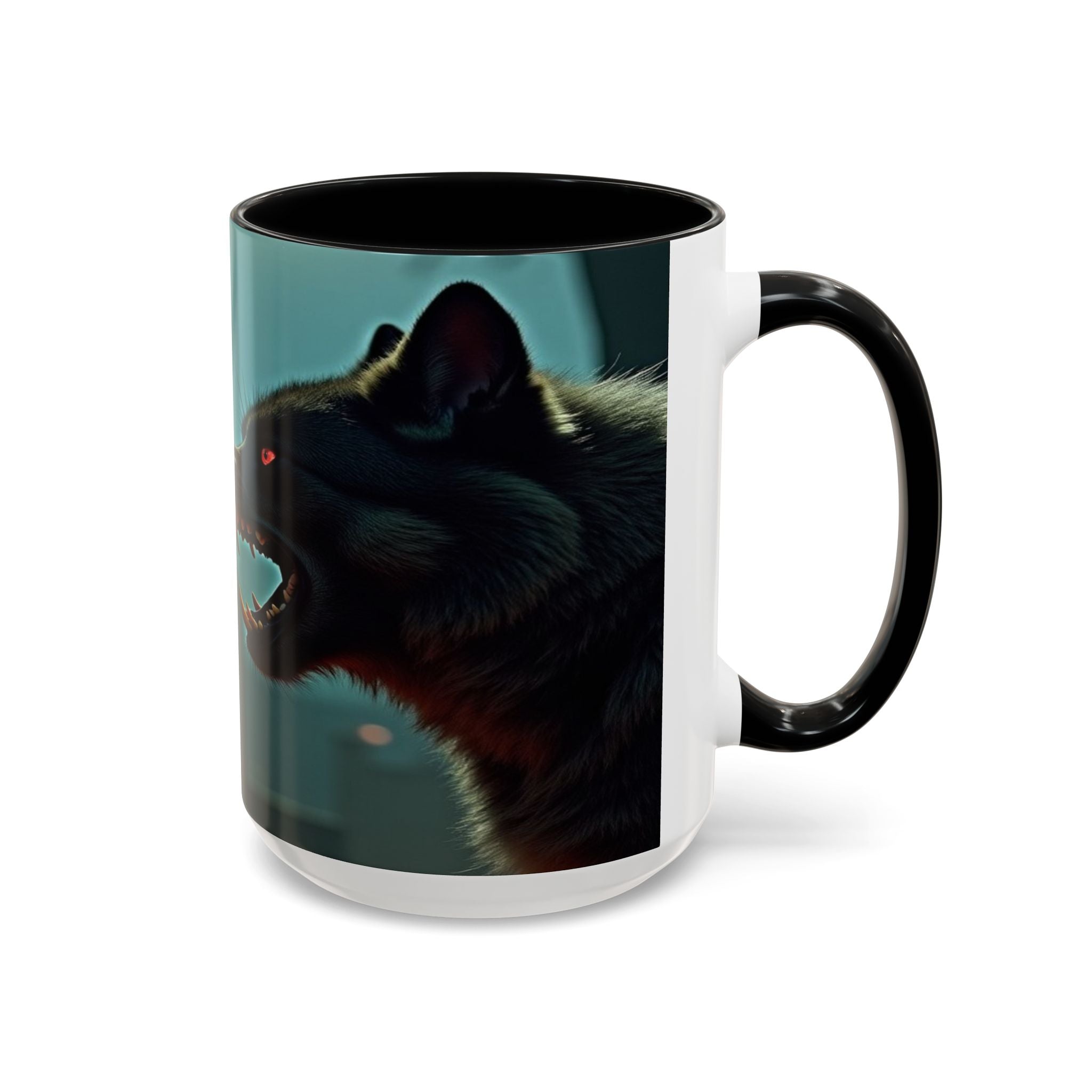 woman vampire and Fierce Werewolf Coffee Mug - 11 & 15oz Accent Mug for horror art lovers