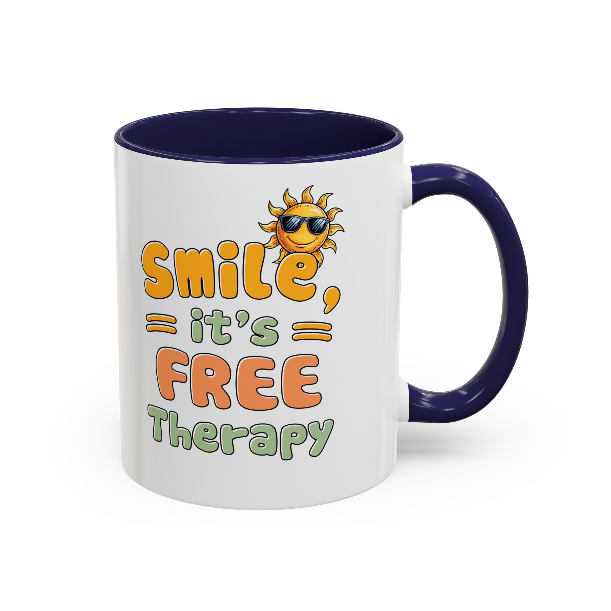 Smile It's Free Therapy Coffee Mug - Fun & Cheerful Accent Mugs for Brightening Your Day