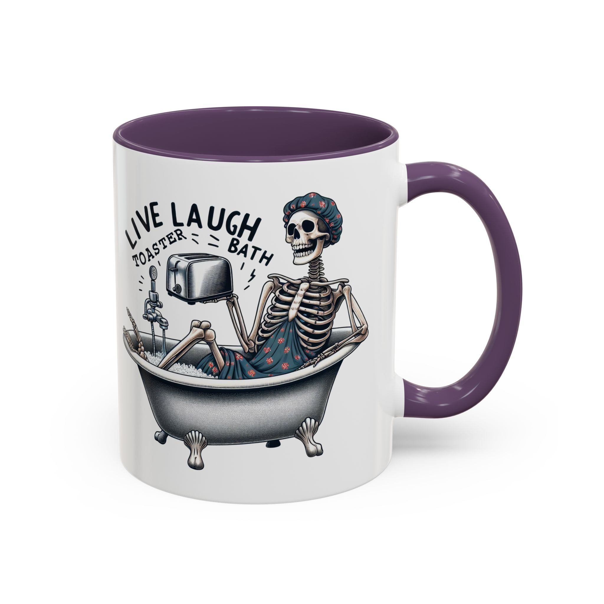 Skeleton Bath Time Coffee Mug, Live Laugh Roast & Relax Skeleton Mug, Funny Gift for Halloween, Quirky Kitchen Decor, Unique Coffee Cup