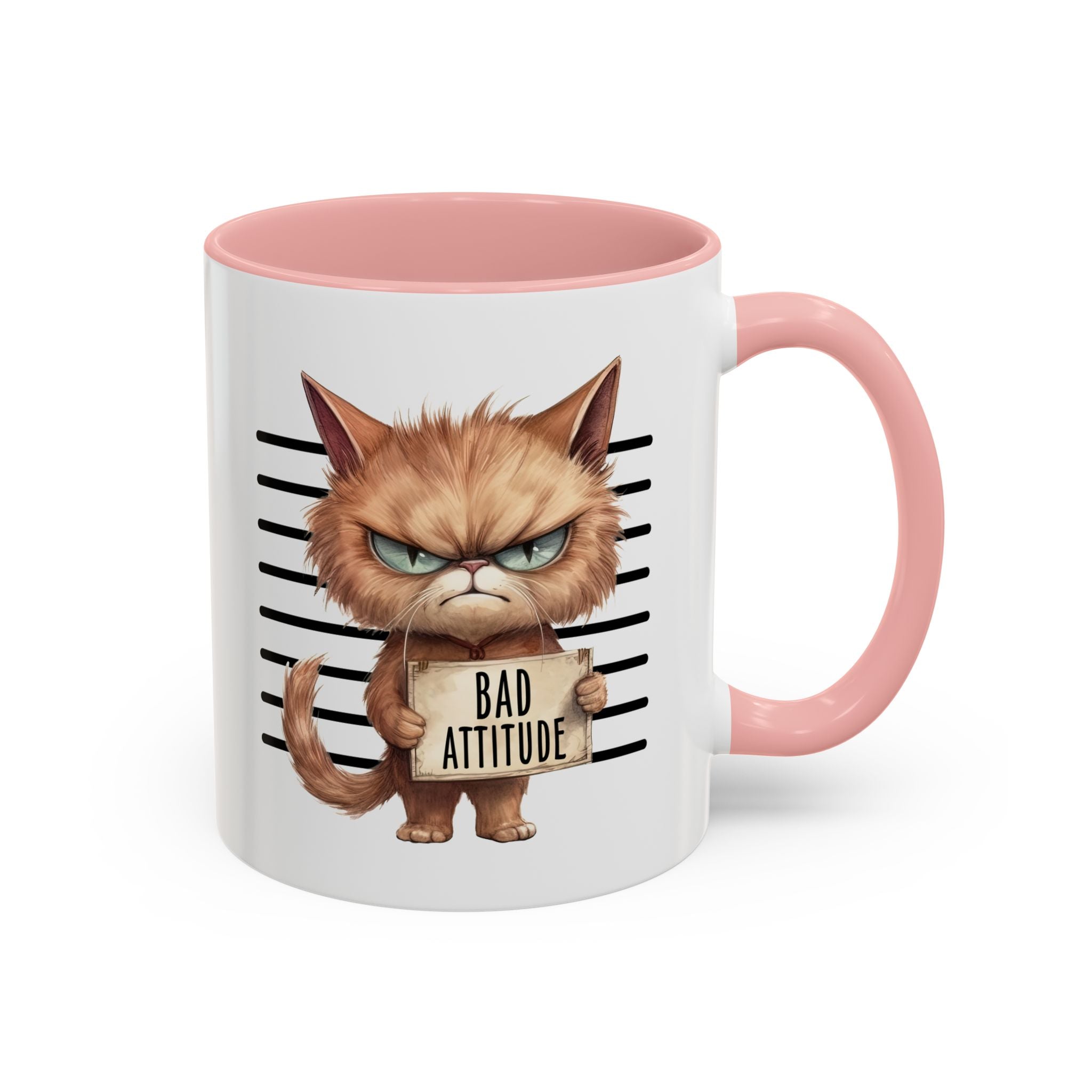 Funny cat bad attitude Accent Coffee Mug, 11oz animal lover gift